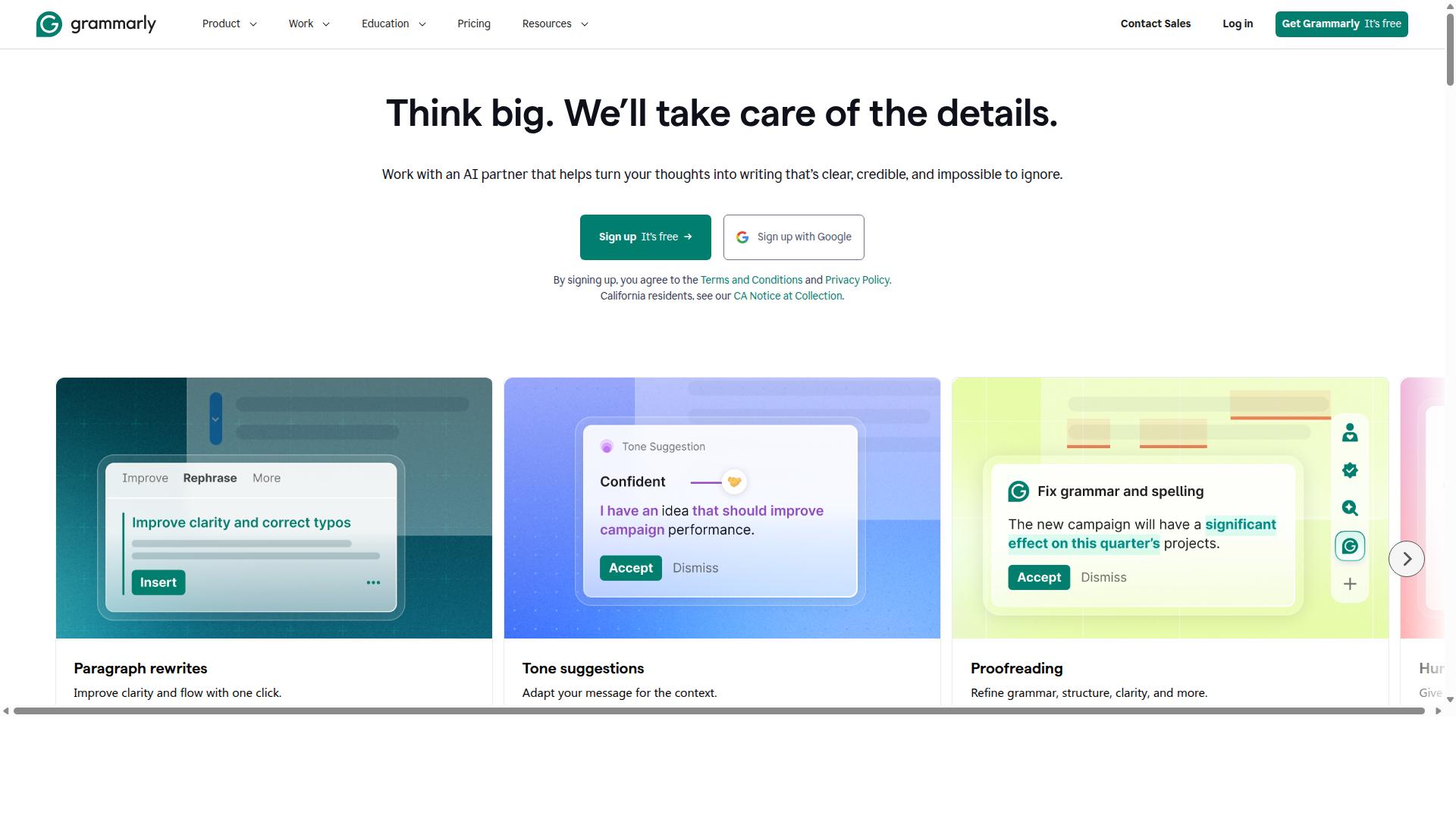 Grammarly AI Article Writer website
